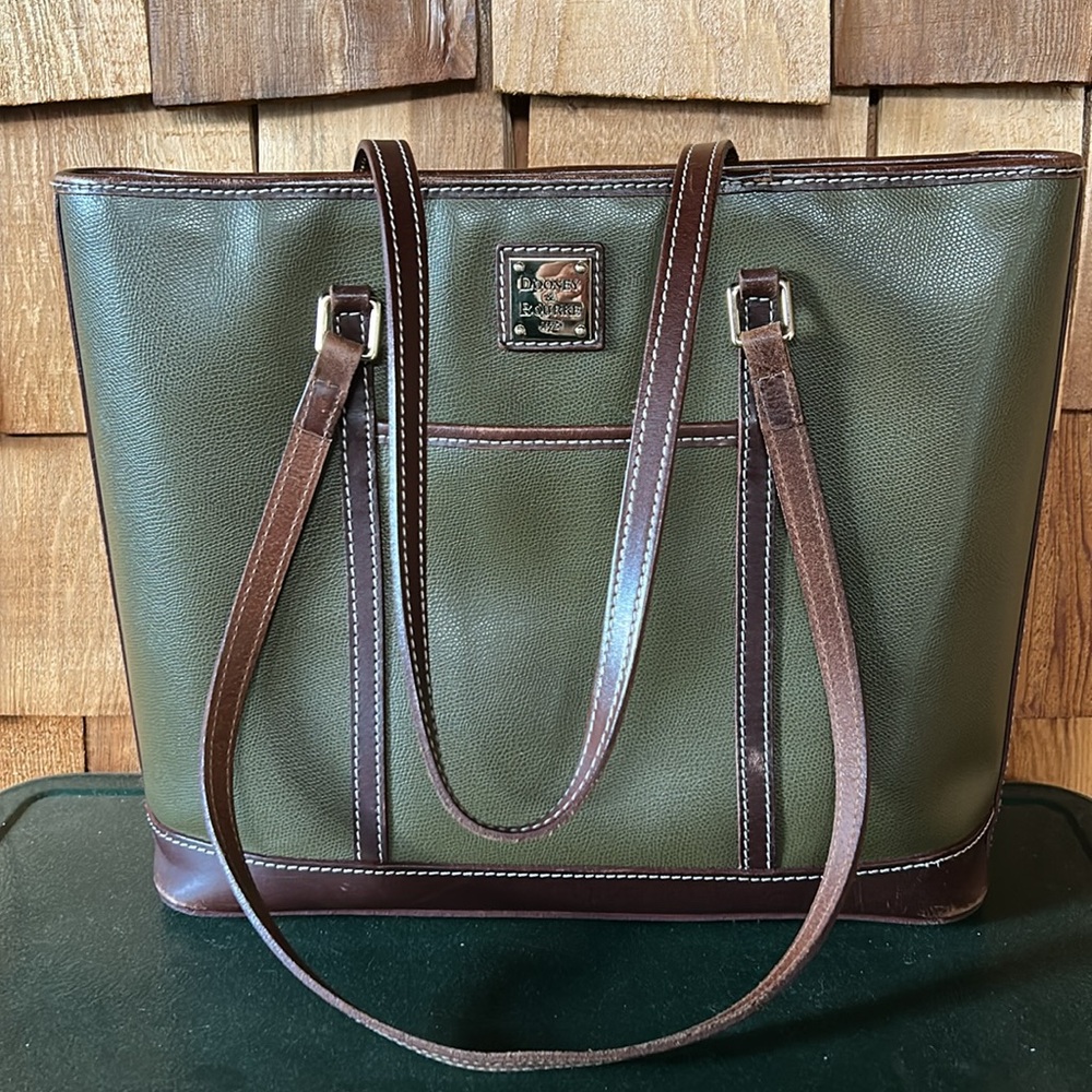 Dooney & Bourke Claremont Cynthia Tote,Olive/Chocolate MSRP $298 Large Handbag